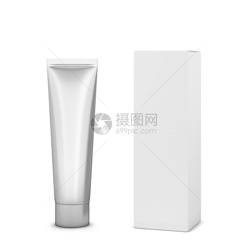 管子洗剂白色背景上孤立的空白化妆品管包装模型3d插图Name皮肤护理图片