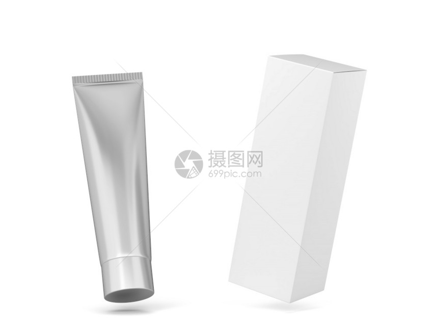 商品白色背景上孤立的空白化妆品管包装模型3d插图Name覆盖图片