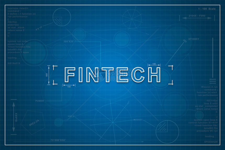 数据革命关于纸面蓝图背景商业概念的fintech技术图片