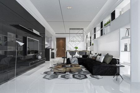 休息室3d提供现代餐厅和客配有豪华装饰品地面家具图片