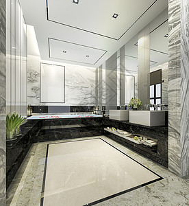窗户3d提供现代厕所配有豪华瓷砖装饰浴室自在图片