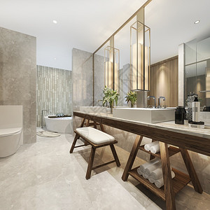 内部的卫生间建筑学3d提供现代厕所配有豪华瓷砖装饰图片