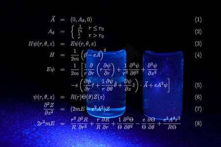 数字解决方案蓝色背景上的数学公式和计算数学公式和计算科一种解决方案设计图片
