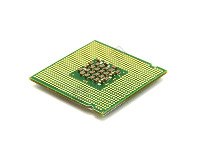 科学电的网络白色背景计算机处理器是带有微电路的孤立金色与微电路隔绝图片