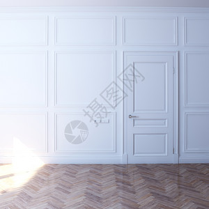 地面镶木板玻璃新的白色房间门在太阳前观图片