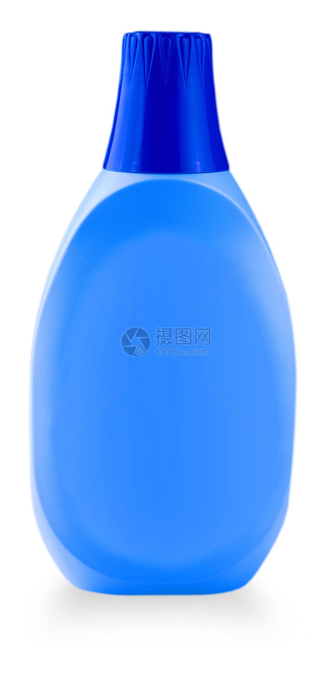 消毒体液洗手间蓝色塑料瓶白底带家用化学剂的白色家庭用品图片