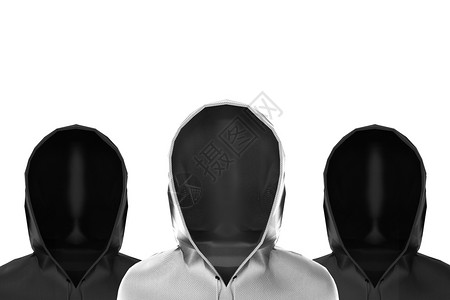 黑团体犯罪3D白色的空头罩夹克白色的后门球队Badguys团队概念图片