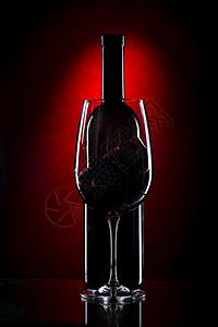 酒厂红色葡萄和底瓶及的优美玻璃坡度酒吧图片