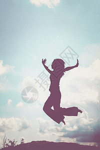 尽管情绪激动女士青年情绪美丽的女孩跳跃休眠设计图片