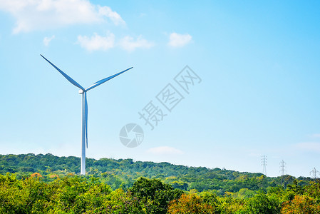 活力日落山区和公园的风力涡轮机发电从风中产生力是一种清洁能源经济图片