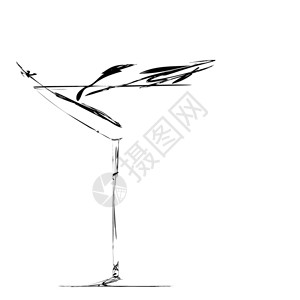 白色背景的葡萄酒杯白兰地威士忌和马提尼斯双光影象征酒精餐厅图片