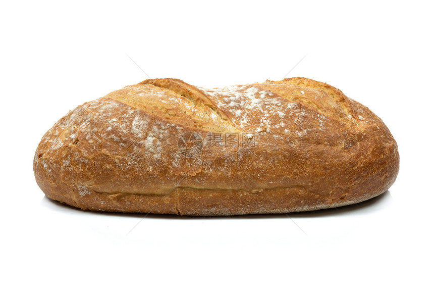 在白色背景上隔离的新鲜面包以特写方式提供高详细信息白色的脆皮饮食图片