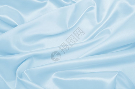 浪漫的平滑优雅蓝色丝绸或席边奢华布质料可用作抽象背景本色设计海浪涟漪图片