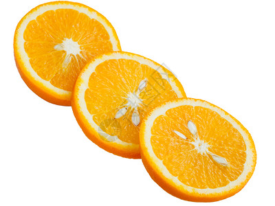 戒指白色背景上的三环切片多汁成熟橙子白色背景上的切片橙子饮食素主义者背景图片