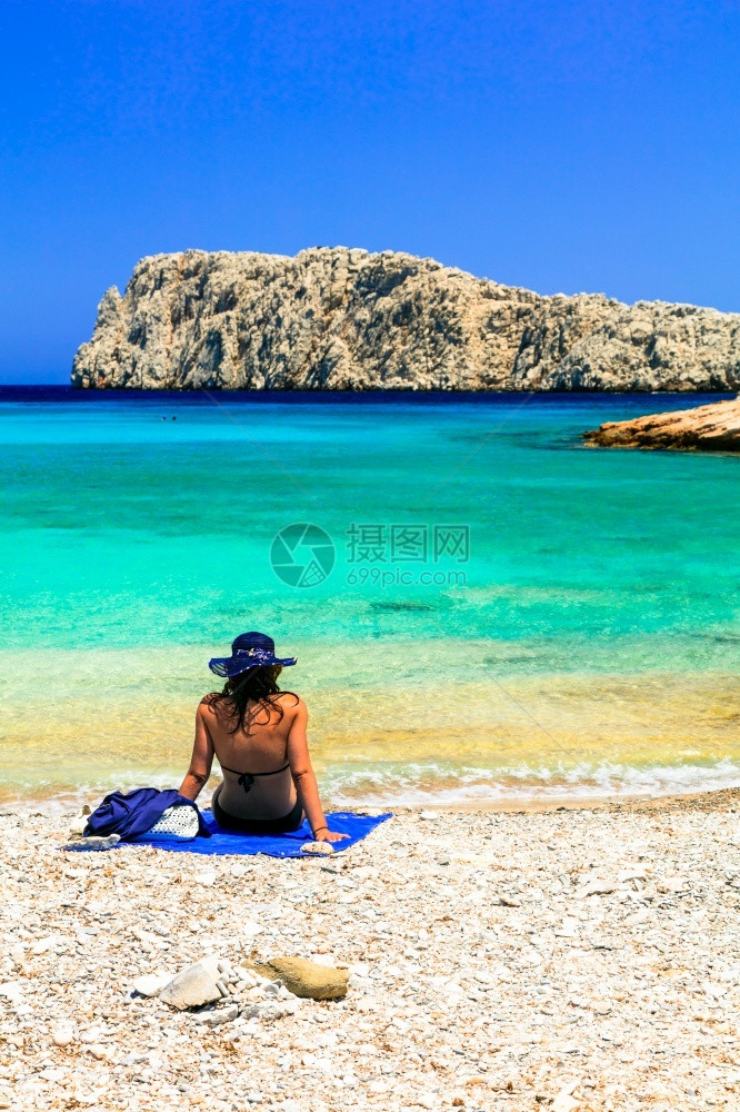 旅行冒险希腊阿斯提帕莱亚岛美丽的海滩精彩图片