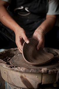 陶瓷成型工匠手工制作的高清图片