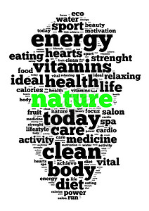 健康的字素材白色背景上的自然字云概念Name美丽增加重量插画