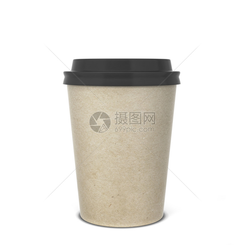 空白纸咖啡杯模拟了白色背景上孤立的三维插图纸板拿铁浓咖啡图片