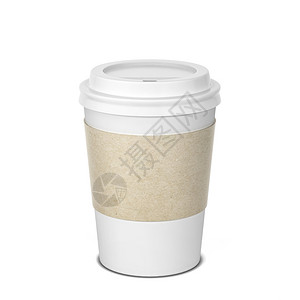 空杯子空白纸咖啡杯模拟了白色背景上孤立的三维插图浓咖啡持有者小样设计图片
