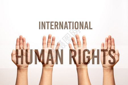 协议国际人权日概念举手白种人挥图片