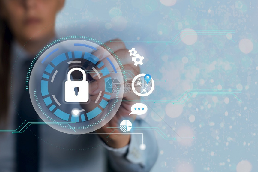 用于Web数据信息安全应用系统的图形挂锁最新数字技术保护据挂锁安全在虚拟显示器上的商人带锁以确保安全联系私人的防御图片