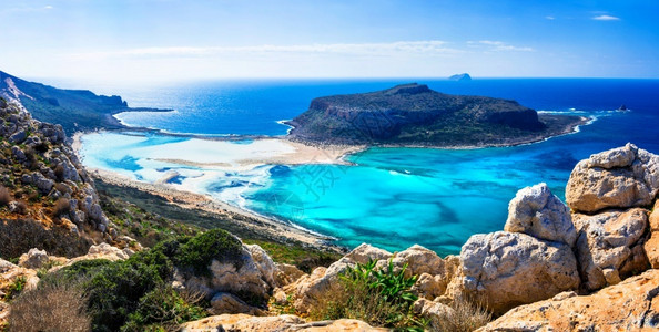 假期希腊惊人的自然景象克里特岛的斯通宁巴洛湾感人的荒野图片