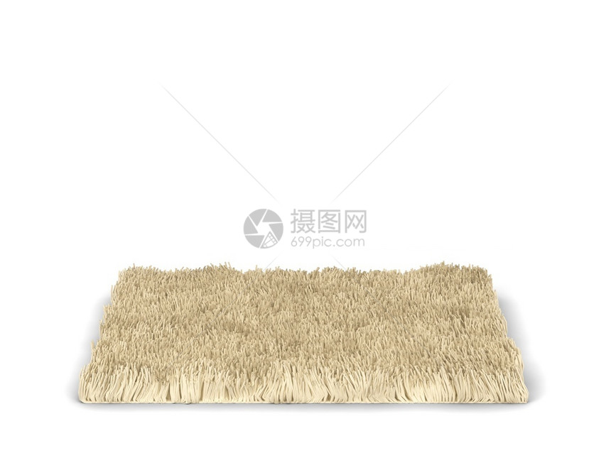 3d插图在白色背景的毛地毯上被孤立柔软的屋装饰图片