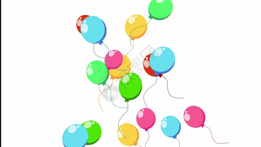 动画连续素材漂浮在白色背景上的彩氦气球庆祝和轻盈的概念循环动画连续循环动画连续快乐的动画片红色背景