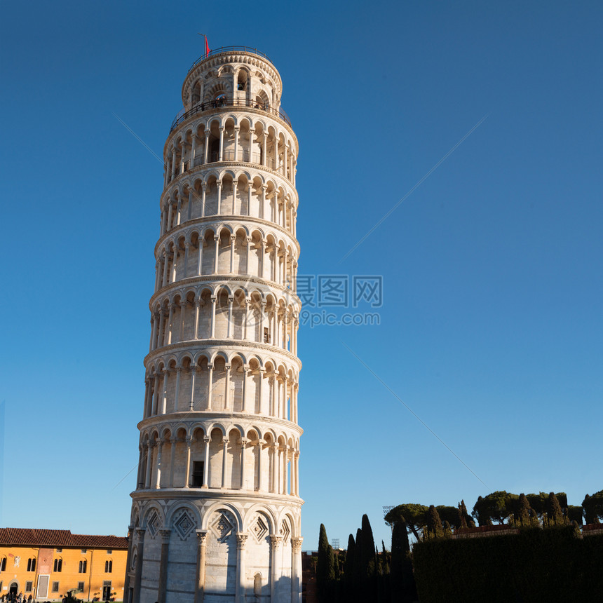 意大利Unesco世界遗产所在地比萨的落叶塔平面照片雕塑正意大利语图片
