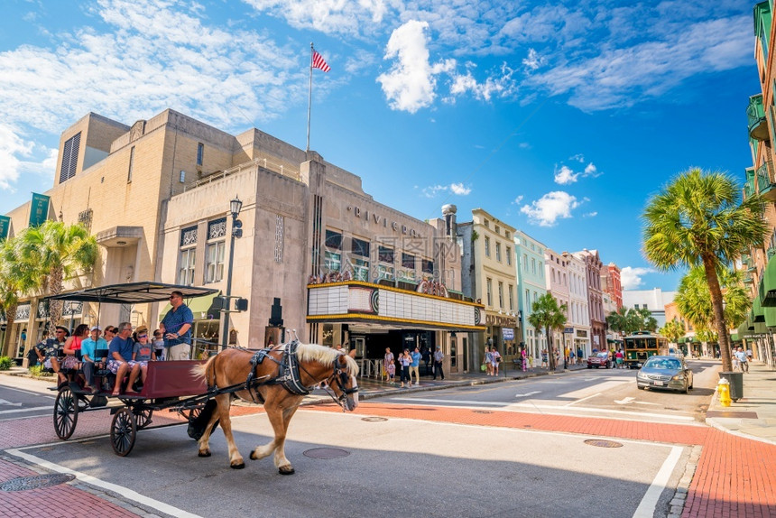 城市美国南卡罗来纳州查尔斯顿南卡罗来纳查尔斯顿市中心区CharlestonCharlestonSouthCarolinaUSSE图片