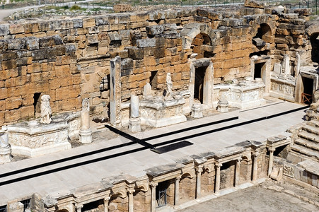 希腊语教科文组织火鸡古代希拉波利斯现为土耳其帕穆卡勒的剧院废墟图片