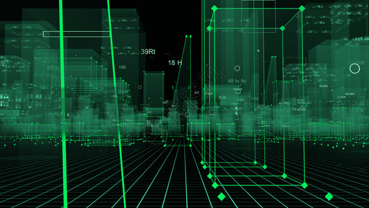 3D从网络空间和信息存储中的数据向抽象技术数字城市展示信息空间存储中的抽象技术连接虚拟结构体图片