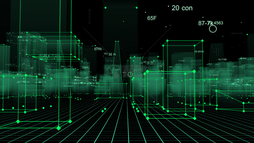电脑复杂的使成为3D从网络空间和信息存储中的数据向抽象技术数字城市展示信息空间存储中的抽象技术图片