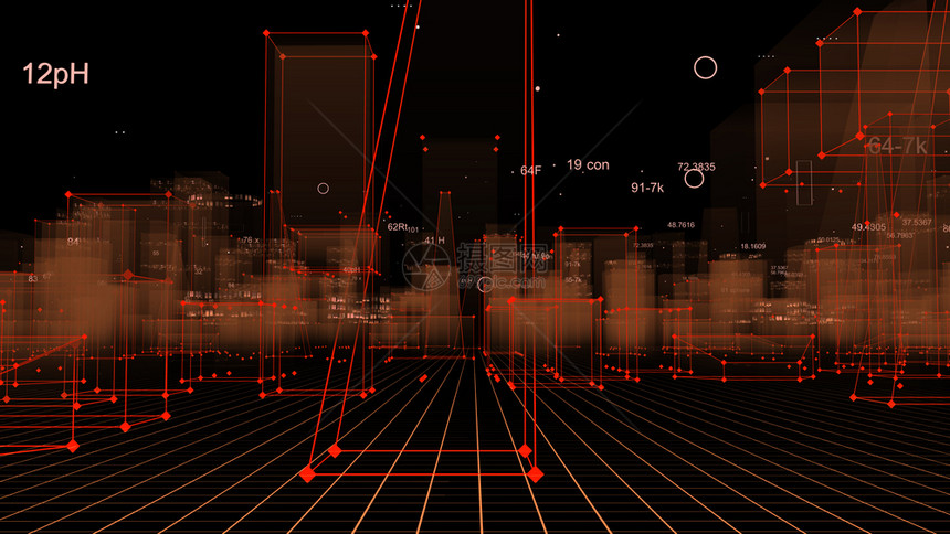 夜晚3D从网络空间和信息存储中的数据向抽象技术数字城市展示信息空间存储中的抽象技术黑暗有创造力图片
