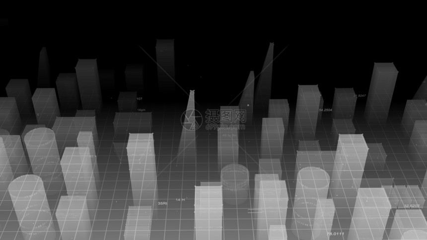 建筑学全景渲染3D从网络空间和信息存储中的数据向抽象技术数字城市展示信息空间存储中的抽象技术图片