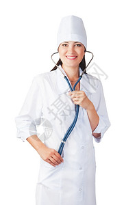佩戴听诊器的女医生背景图片