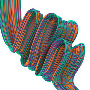 白色背景上孤立的抽象色彩丝带形状3d插图形象的流动式图片