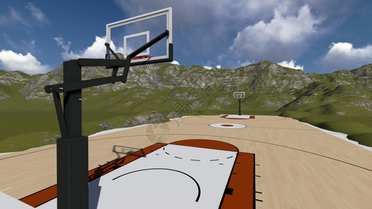 操场以3D软件制作的户外公共篮球法庭云园图片