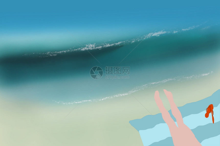 在沙滩上插说明在排行空中看到有阳伞的沙滩洋浪桑迪热带海滩图示绿松石洋场景图片