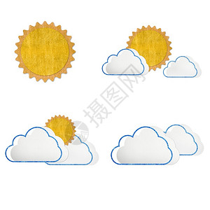 云天气将蓝色果豆手工艺棍固定在白色背景上降低气候图片