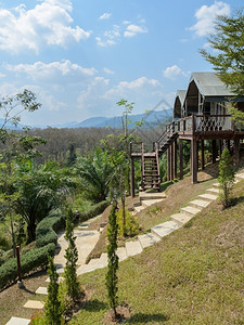 爬坡道天泰国山上度假屋泰建筑学图片