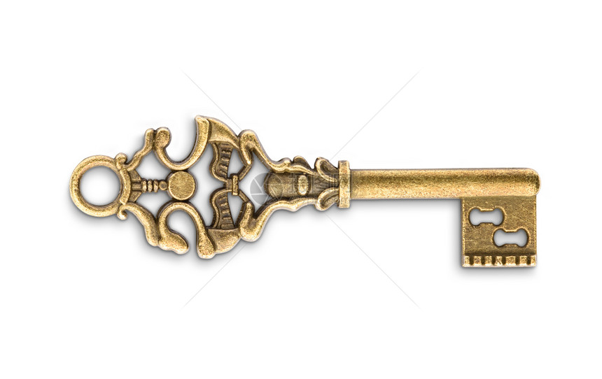 白色背景的金古骨架钥匙目的门爱图片