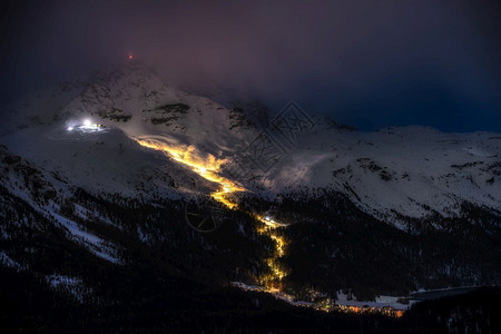 雪山夜景风光背景图片