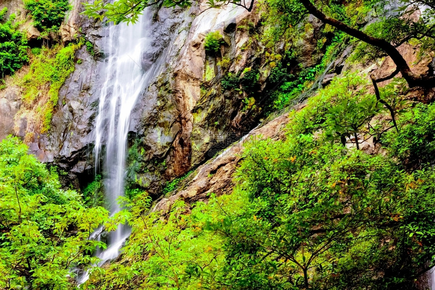 河地点雨水林的瀑布山图片