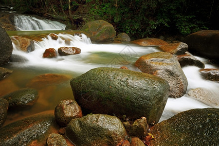 森林泰公园的瀑布NamtokPhile瀑布Namtok公园尖竹汶府泰国绿色纳姆托克背景