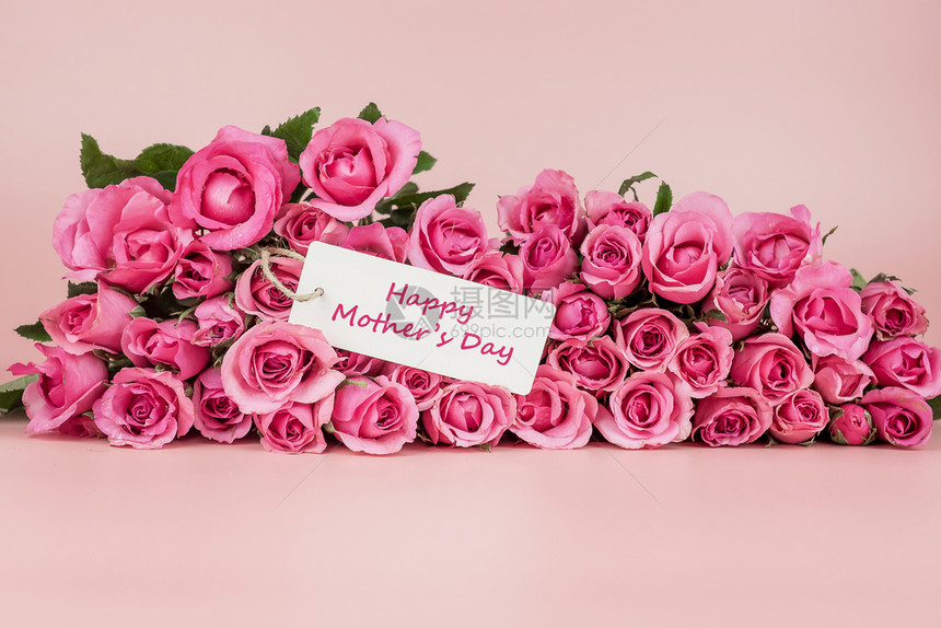 粉红玫瑰花和妇女节卡片图片