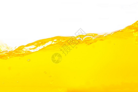 橙色水溅面飞和白背景上的气泡油有机玻璃高清图片