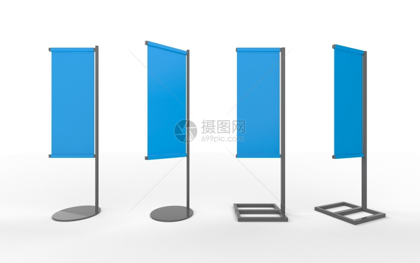 一组蓝色横标的日本显示带有铝框架包括用于设计或艺术作品A的滚动路径xAtemplate营销卷商业的图片