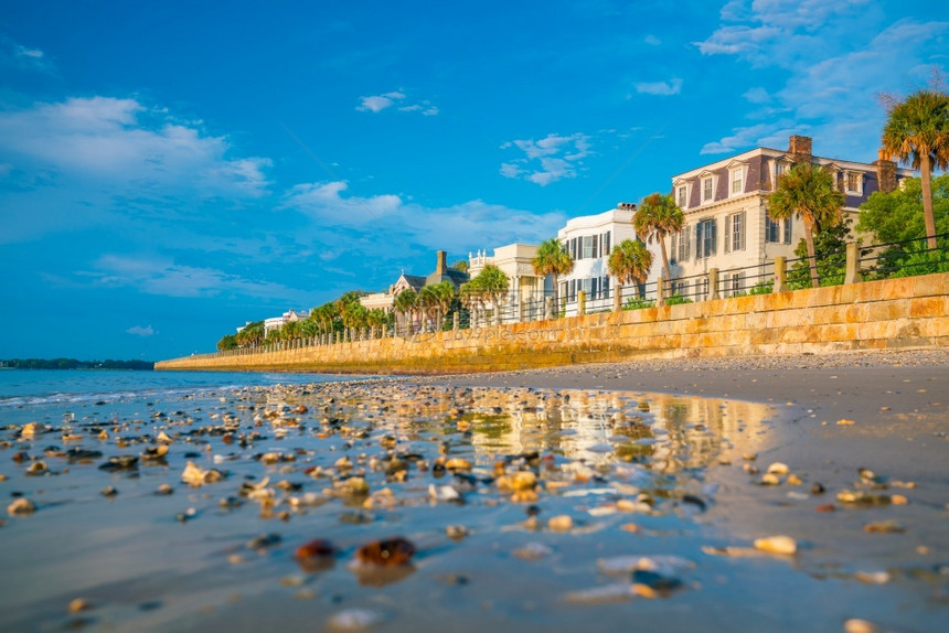 家园旅行美国南卡罗来纳州Charleston具有历史意义的滨海区电池公园岸图片