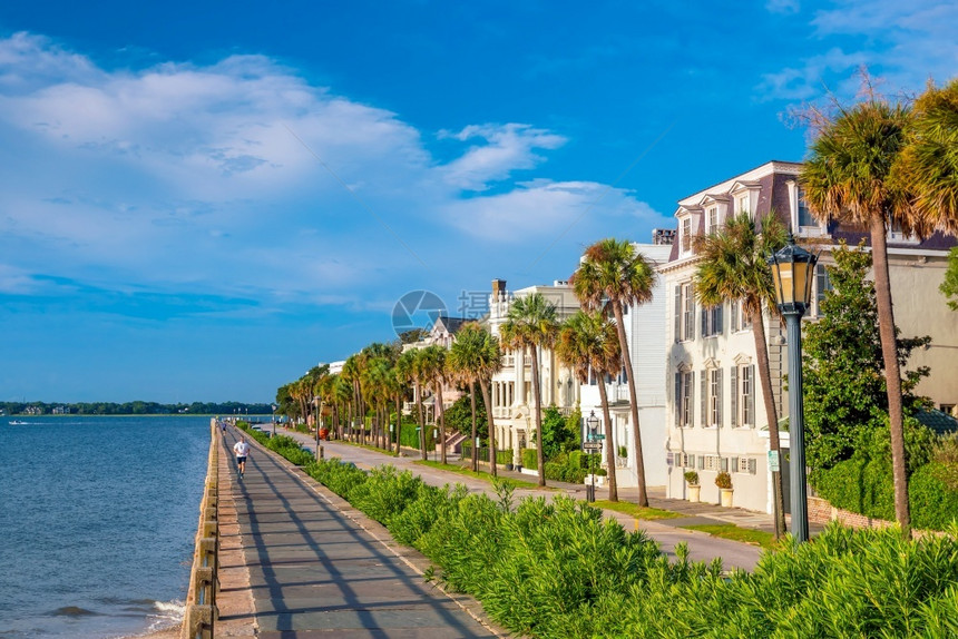 老的南部街道美国卡罗来纳州Charleston具有历史意义的滨海区电池公园图片